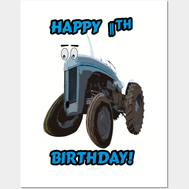 Happy 11th birthday tractor design Wall Art by seadogprints